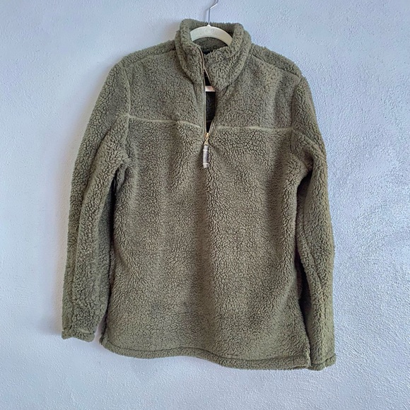 Alpine Sherpa Womens Size Medium Dark Green Half Zip Soft Fleece Jacket - Picture 1 of 9